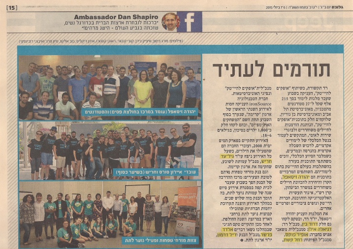 גלובס, הרשת החברתית, תורמים לעתיד